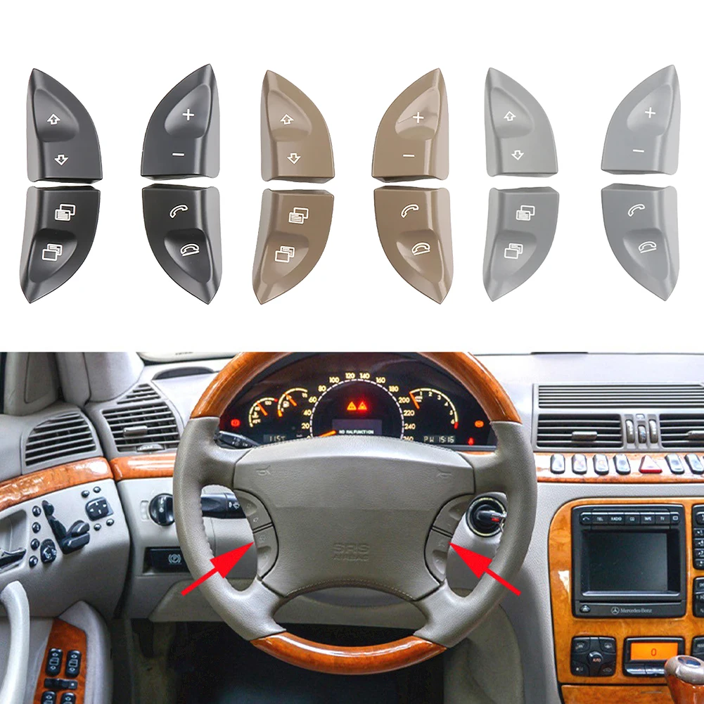 1 Pair Steering Wheel Control Button Switch Cover 2208210679 Left Right Steering Wheel Buttons Switch for Benz S CL W220 W215