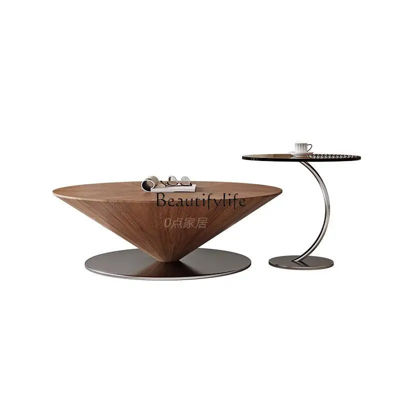 

Italian minimalist modern household cream round coffee table