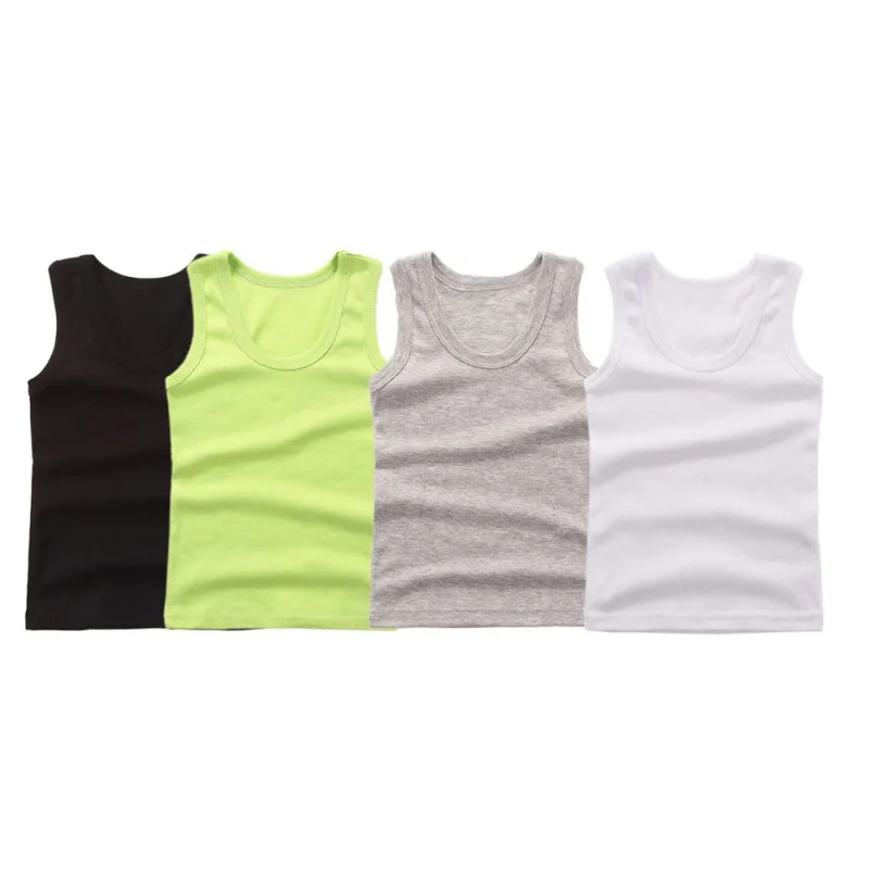 Summer Girls Casual Vest Children Clothing Kids Baby Boy Sleeveless Tops Solid Color T-shirt Tees Outfit Toddler Girl Top 3-8Y