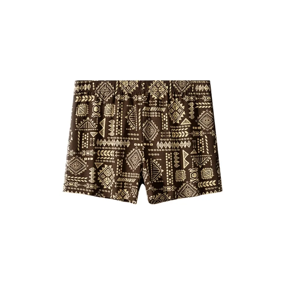 

Plus Size Men's Boxer Briefs Mid Waist Ethnic Printed Printed Panties Lingerie Elastic Shorts Underpants Teens Boys
