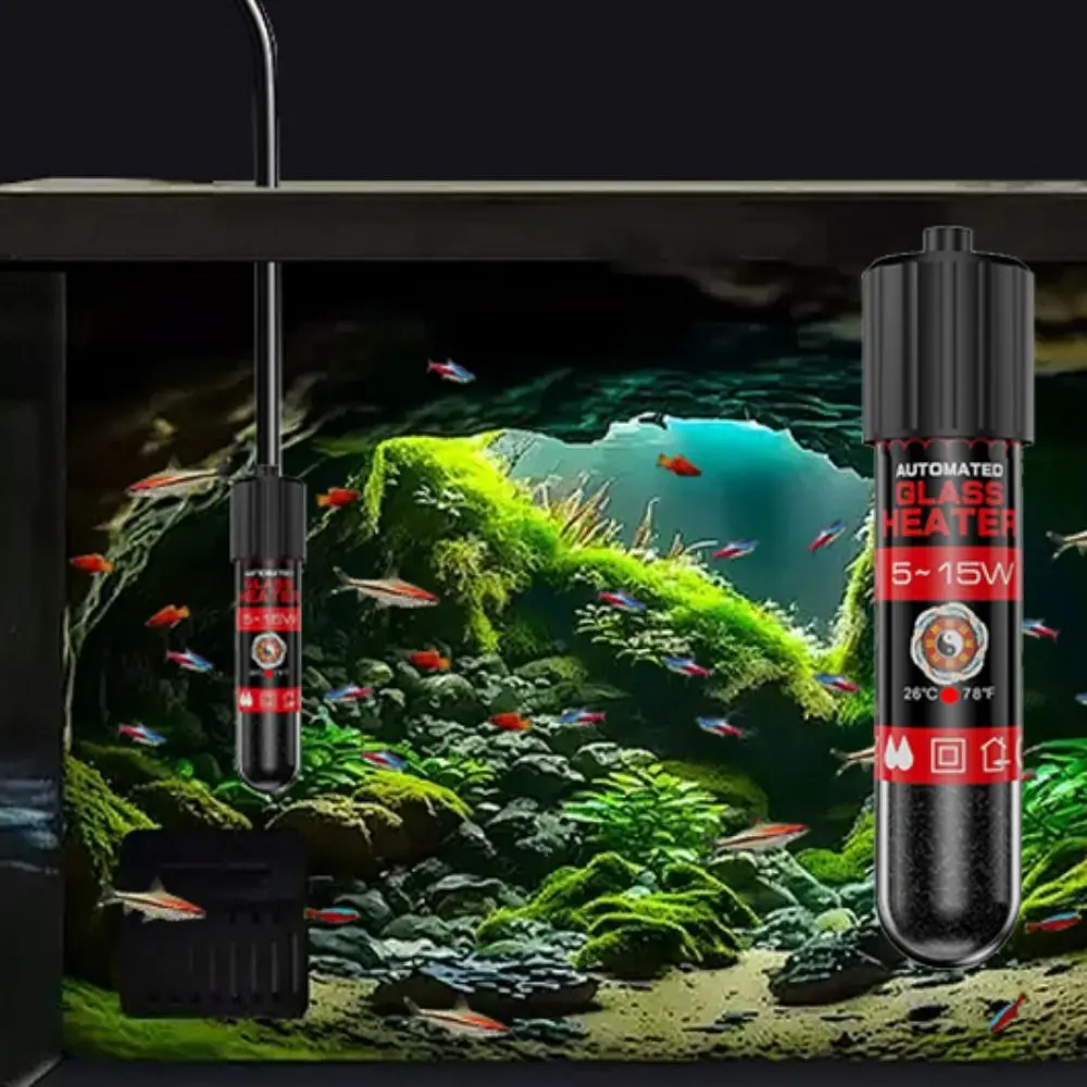 5/10/15W Submersible Heater Rod Automatic USB Aquarium Heater Constant Temperature 26°C Thermostat Heater for Water/Turtle