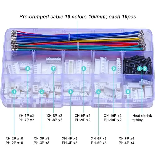 XH2.54 to PH2.0 JST Connector Kit JST-XH 2.54mm & JST-PH 2.0mm Cable Connector 2/3/4/5/6/7/8/9/10Pin (XH-to-PH)