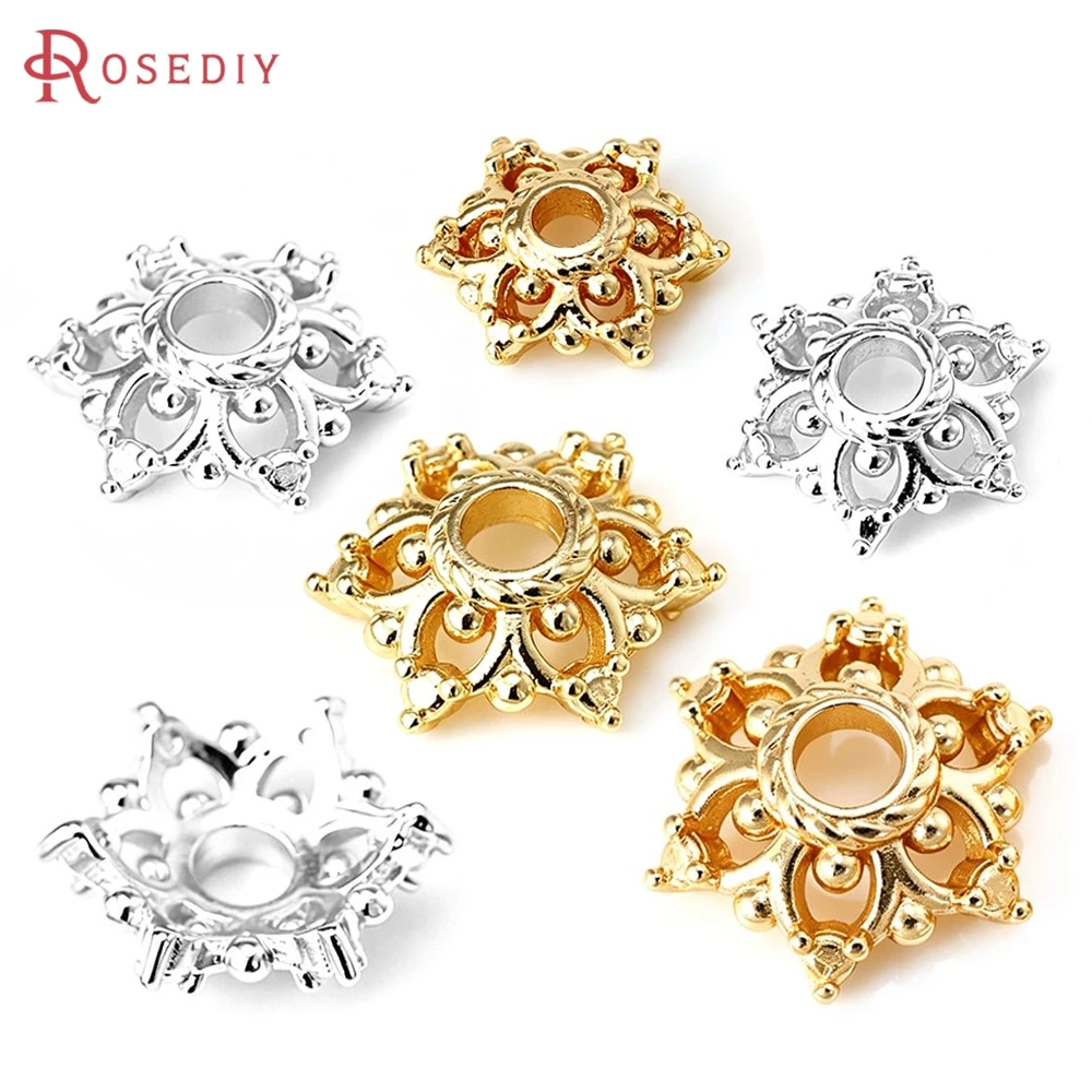 Image of 8MM 10MM 10MM 14MM 16MM 18K Goldfarbene Messing-Blumenperlenkappen Hochwertige DIY-Halsketten- und Ohrring-Schmuckherstellungszubehör