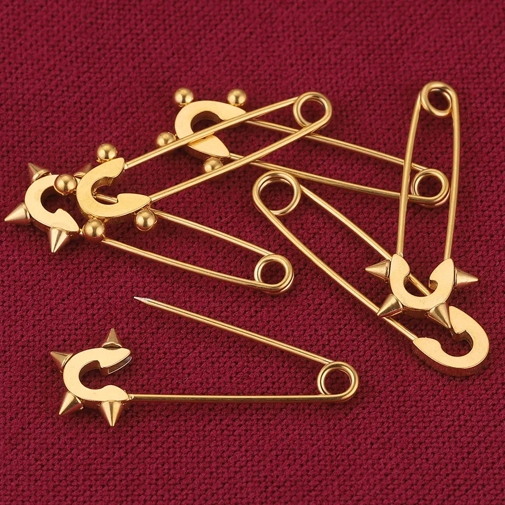 5pcs Stainless Steel Safety Pins Pins for Clothes Sewing Brooch Gold Plated DIY Badge Craft Findings Jewelry Making Supplies
