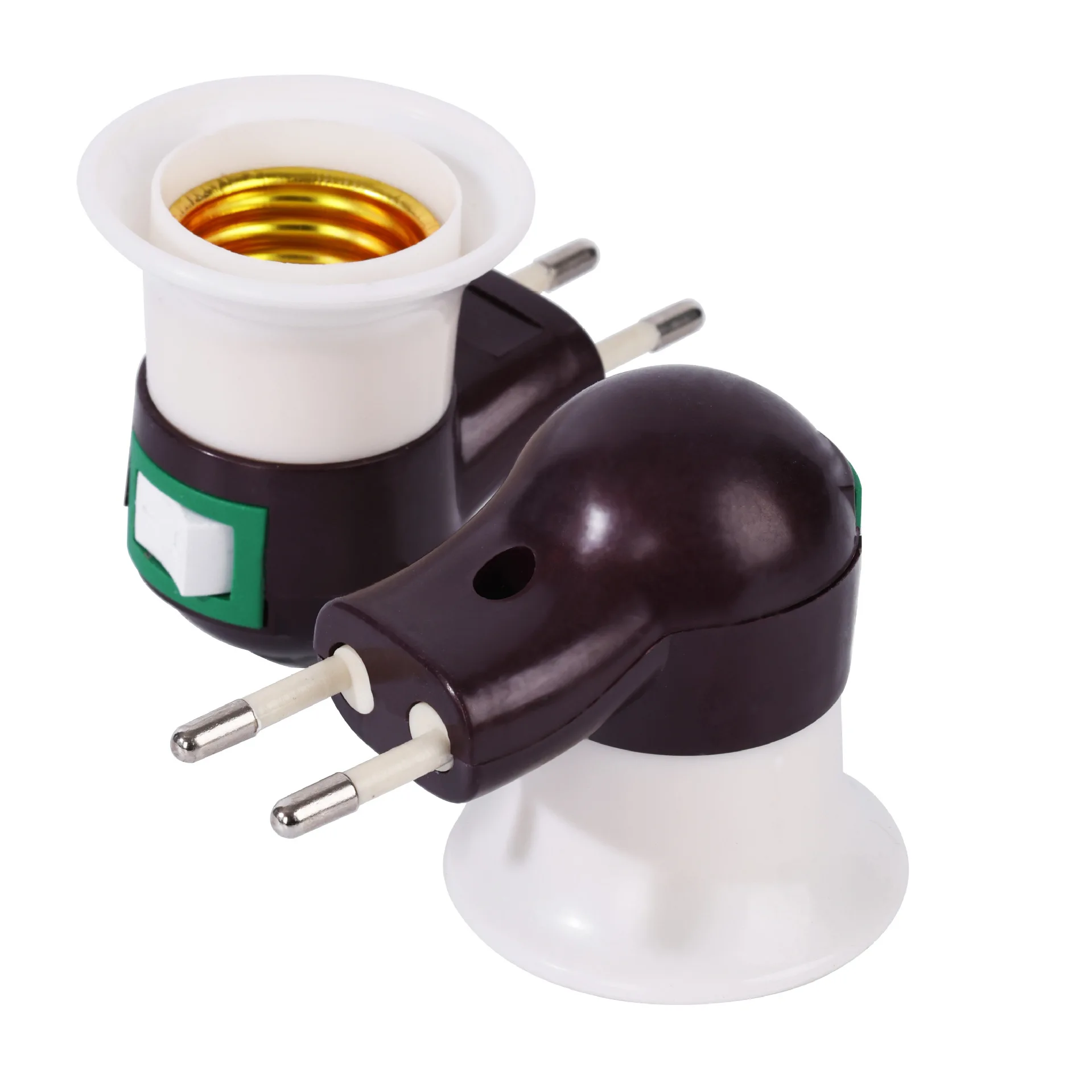 5Pcs/lot  Lamp Base E27 LED Light Male Socket To EU/US Type Plug Adapter Converter For Bulb Holder With ON/OFF Button White