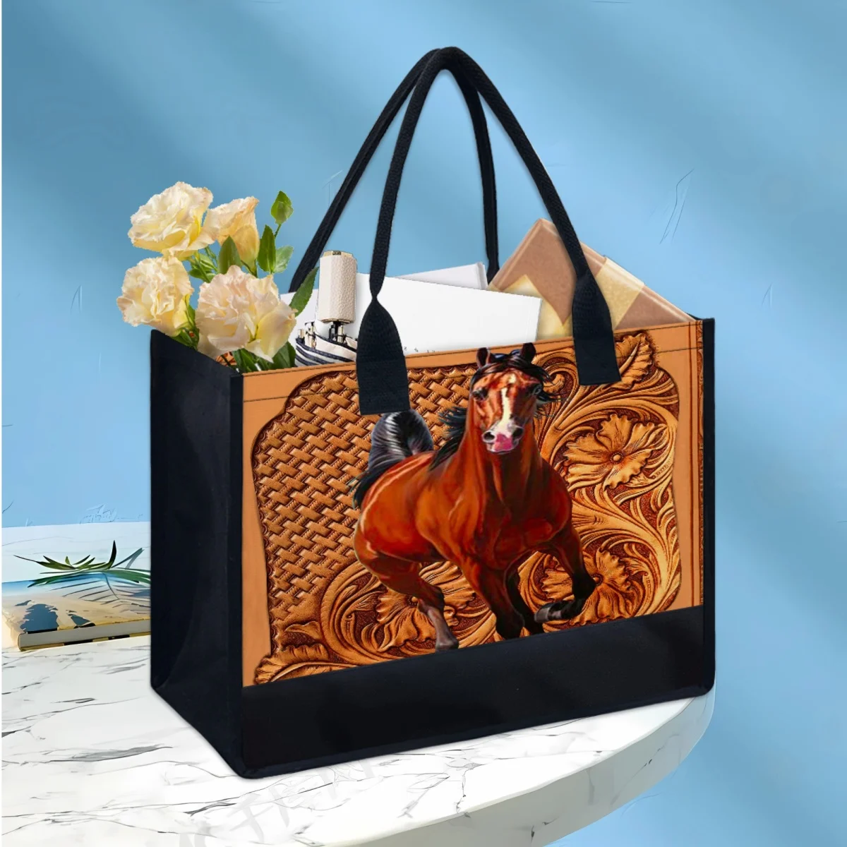 Tribal Horse Design Clutch Wedding Bridesmaid Elegant Casual Canvas Tote Bag Vintage Fashion Shoulder Bag Animal Lovers Gift New