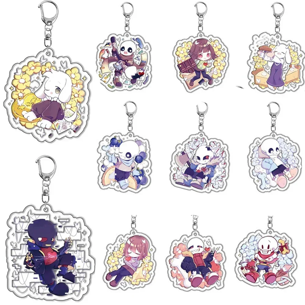 

Anime Undertale-Frisk Chara Toriel Sans Papyrus Asriel Ink Error Horror Keychain Cosplay Acrylic Pendant Keyring Anime Cosplay