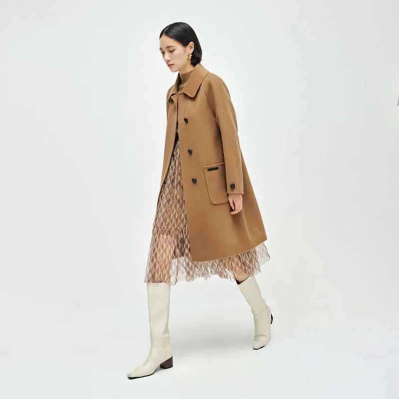 

Пальто Nii Brand из 100% чистой шерсти, двустороннее, с отложным воротником, зимнее, новое, женское, модное, прямого кроя, с длинными рукавами, средней длины