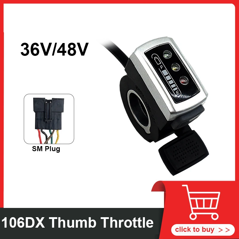 

WuXing 36 В/48 В 106DX дроссельная заслонка для большого пальца, правый контроллер скорости, 6-контактный разъем SM с дисплеем, количество электричества, аксессуары для велосипеда