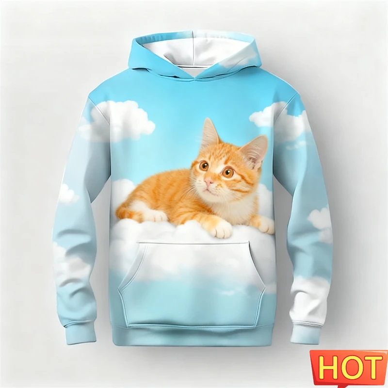 ثلاثية الأبعاد مطبوعة لطيف هريرة طباعة هوديي للنساء تصميم جديد الكرتون القط نمط البلوز البوليستر الخريف بلوفر شتوي الرجال #4