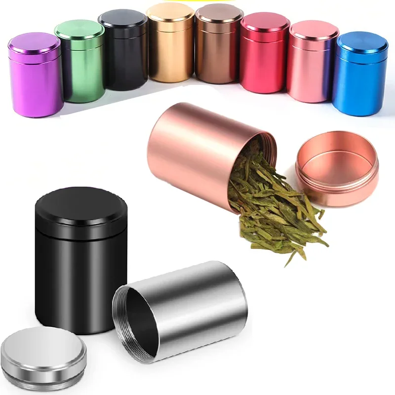 1Pc Aluminum Storage Jar Portable Seal Tea Canisters Mini Tea Storage Containers Tea Coffee Tin For Candy Chocolate Sugar Spices