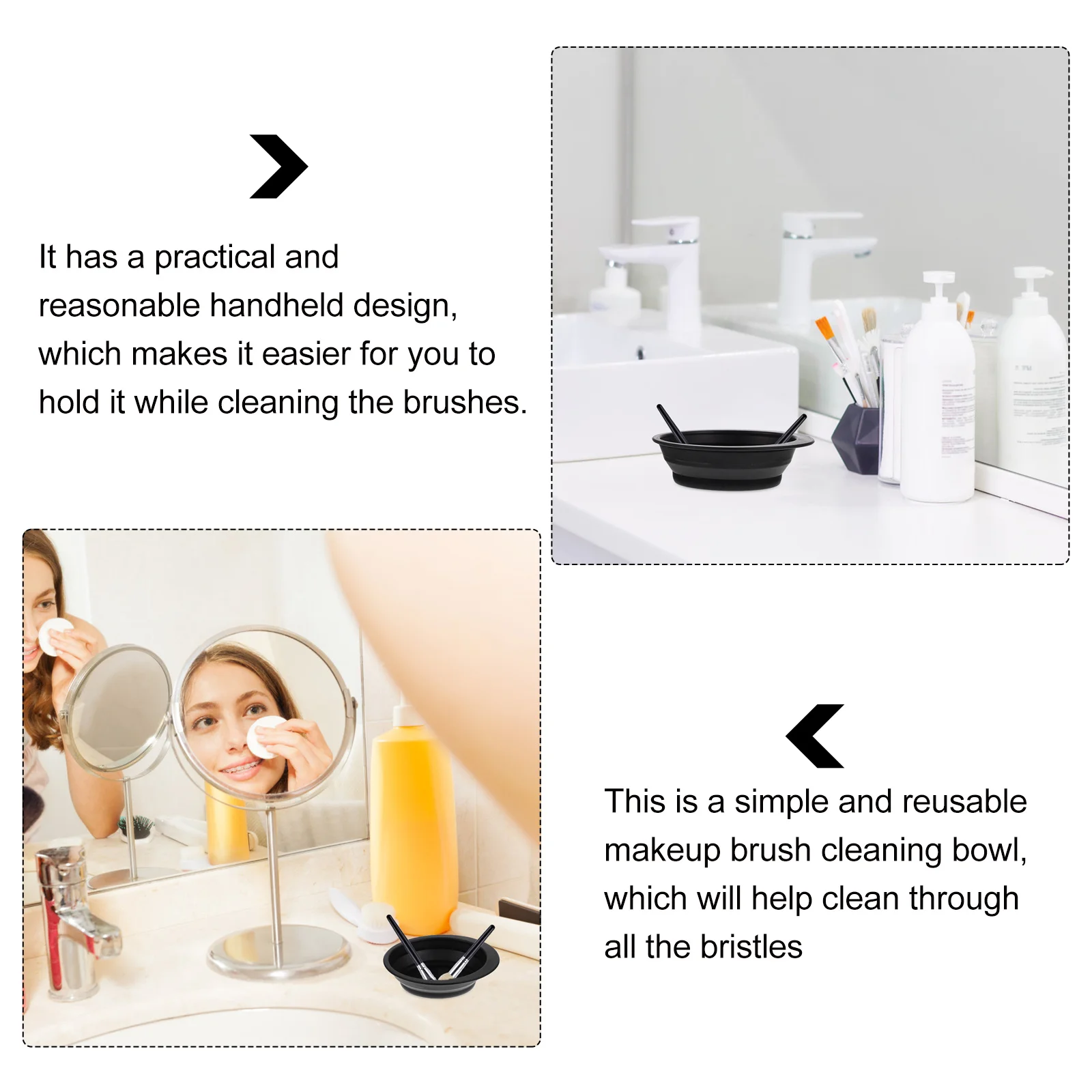 Cuenco de lavado de brochas de maquillaje creativo, silicona suave con antideslizante, múltiples herramientas, accesorio de limpieza de belleza de secado rápido