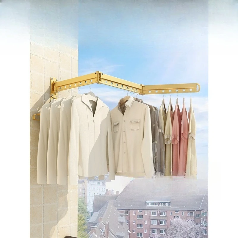 

Clothes drying rack clothes rod on balcony artifact folding invisible wall hanging household quilt indoor
