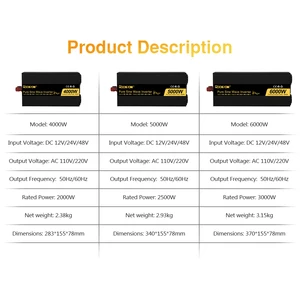 RDDSPon Pure Synoidal Wave Wechselrichter, Spannungswandler, Doppel -UE -Stockheet, DC 12V, 24 V, 48 V bis 110 V AC, 220 V, 50 Hz, 60 Hz, 4000W, 5000W, 6000W 10 Hauptverkäufe 6000W Wechselrichter - №1