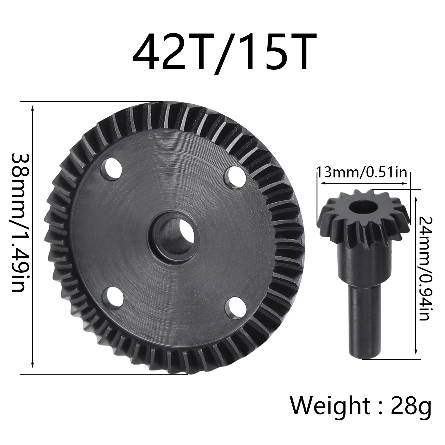 CNC Steel Diff Gear 42T/15T 43T/13T Transmission Diiferential Gear+Pinion Gear For 1/8 Typhon 6S BLX TLR Buggy Upgrade Parts