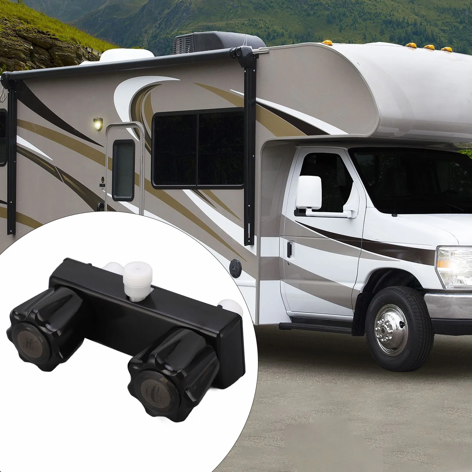 

RV Shower Faucet Valve Diverter Shower Mixing Valve Control with 2 Knobs Wheel For RV Motor Home