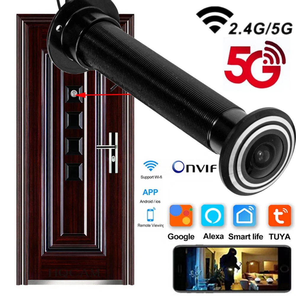 

16mm Door Wifi Eye Camera 5G 2.4G TUYA Diameter 15.8mm Wide-angle Security Door Peephole WiFi Wireless Cat-eye Camera P2P ONVIF