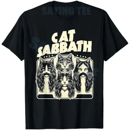 Camiseta divertida de gato Sabbath para papá, ropa de calle de música Rock, camiseta de Humor Kitty Band Y2k Saying, blusas de manga corta de Rap Hip Hop