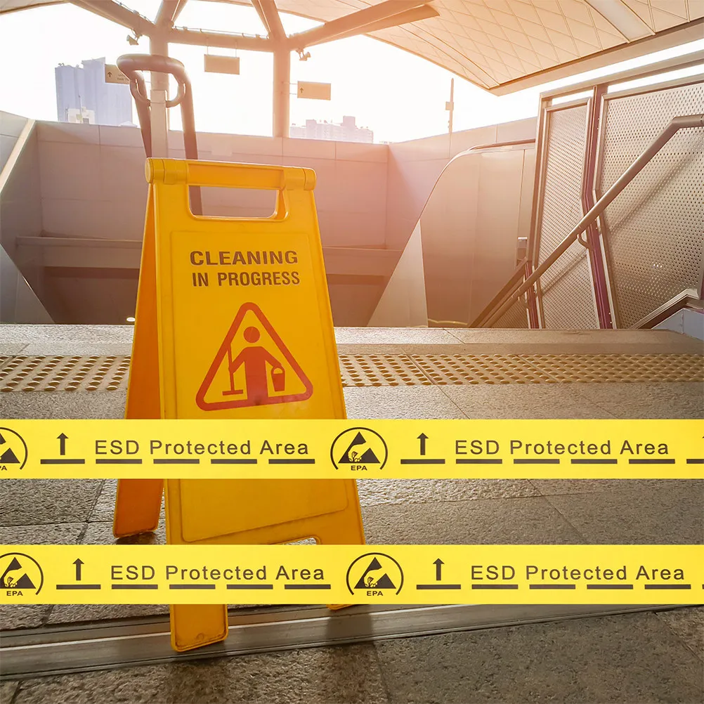 2 Rolls Static Warning Tapes Self Adhesive Caution Sign Stickers Tape Safety Warning Decorations Marking Floor Warning Decal