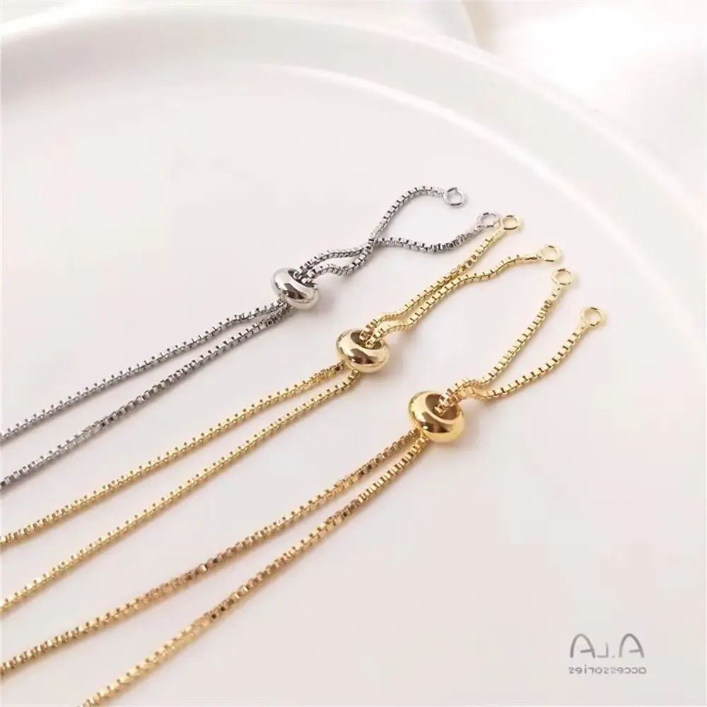 

14K18K gold box bracelet Korean version with adjustable silicone beads DIY double hanging extension chain jewelry accessories