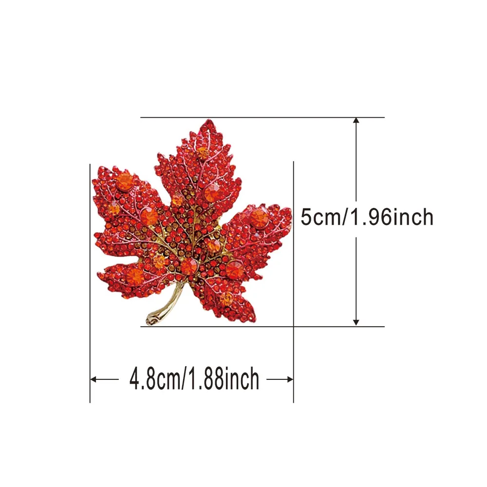 بروش أوراق القيقب من حجر الراين الراقية للنساء، إكسسوار أنيق من خليط معدني أنيق للمناسبات الرسمية والارتداء اليومي #2