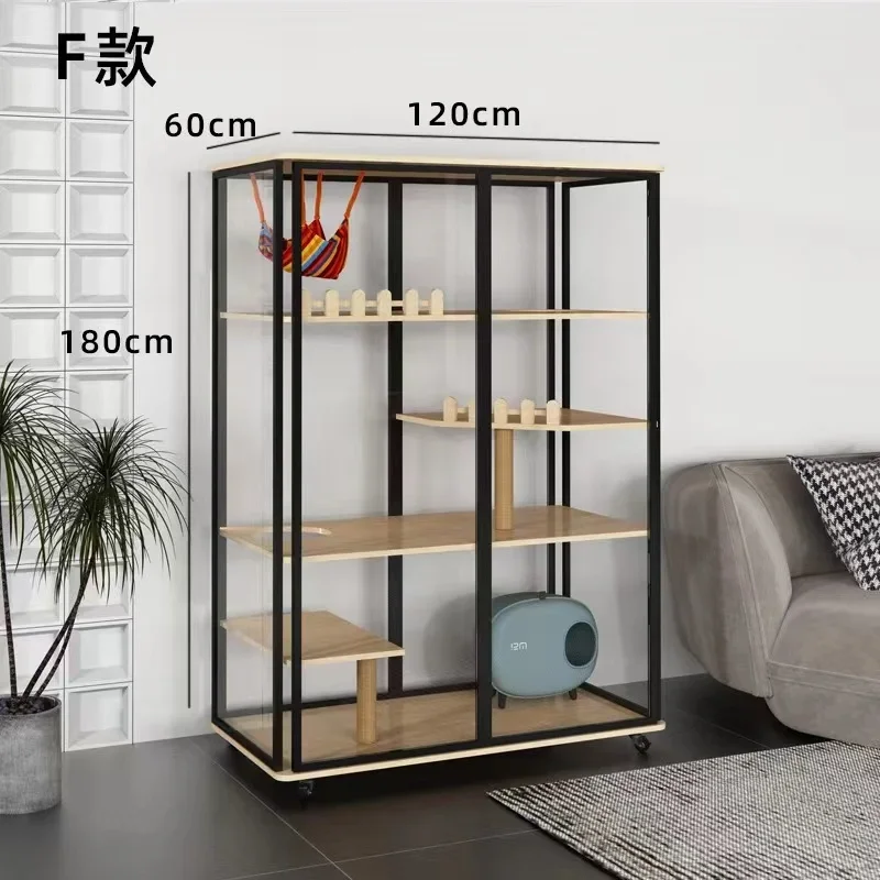 

Cat Villa Large 360 degree view glass cat cage display cabinet luxury double-storey villa transparent glass room