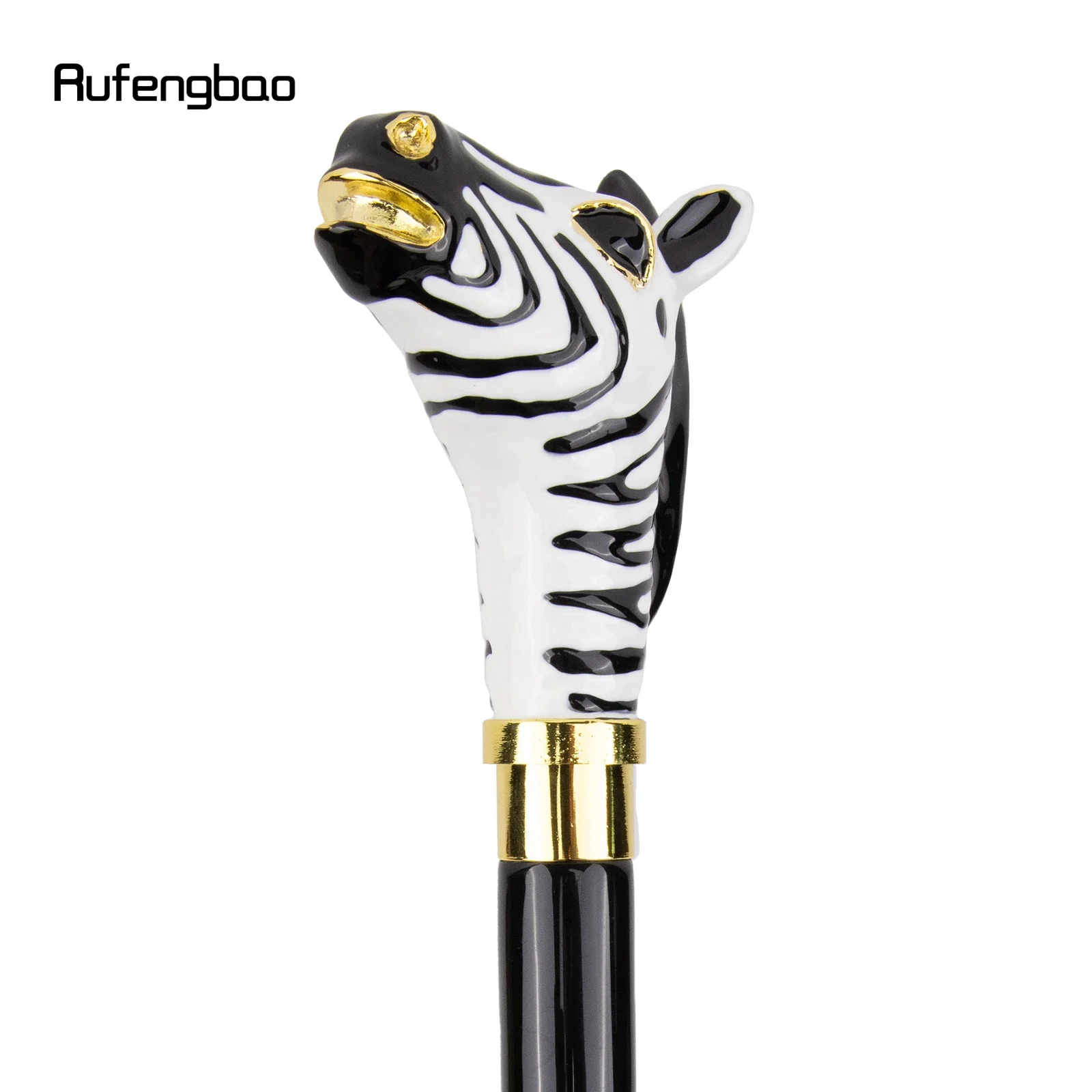 Ceramic Zebra Head Wooden Single Joint Fashion Wood Walking Stick Decorative Party Walking Cane Halloween Mace Wand Crosier 96cm