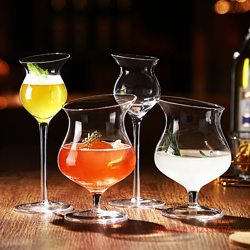 Slanted Mouth Cocktail Glasses Personalized Bar Glassware Household Wine Set Oblique Whisky Nosing Cup Brandy Snifter Wholesale