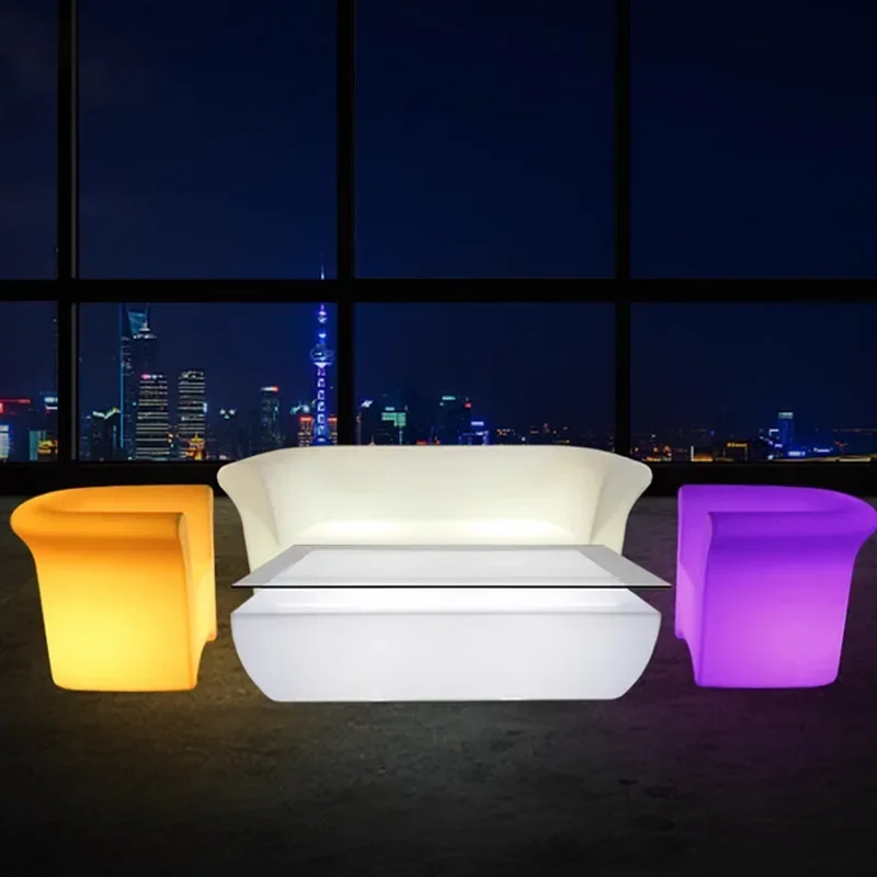 Luminous KTV Coffee Table Sofa Combination, Outdoor Open-air Balcony Bar Tables and Chairs, Creative Bar Loose Table Card Seat