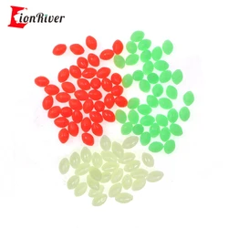 LIONRIVER 100pcs Luminous Beads Fishing Space Beans Oval Soft Rubber Float Balls Light Glowing For Outdoor Fishing Accessories