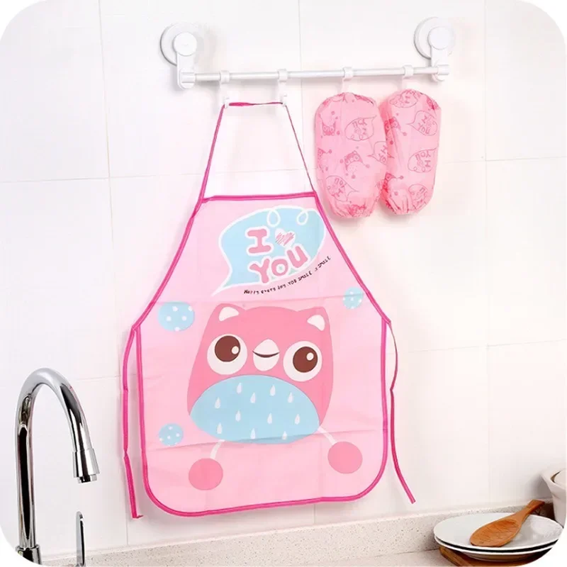 1pcs Cute Cartoon Children Apron Sleeves Chef Hat Pocket Set Kids Craft Art Kitchen Cooking Chef Suit Drink Food Baking Toys