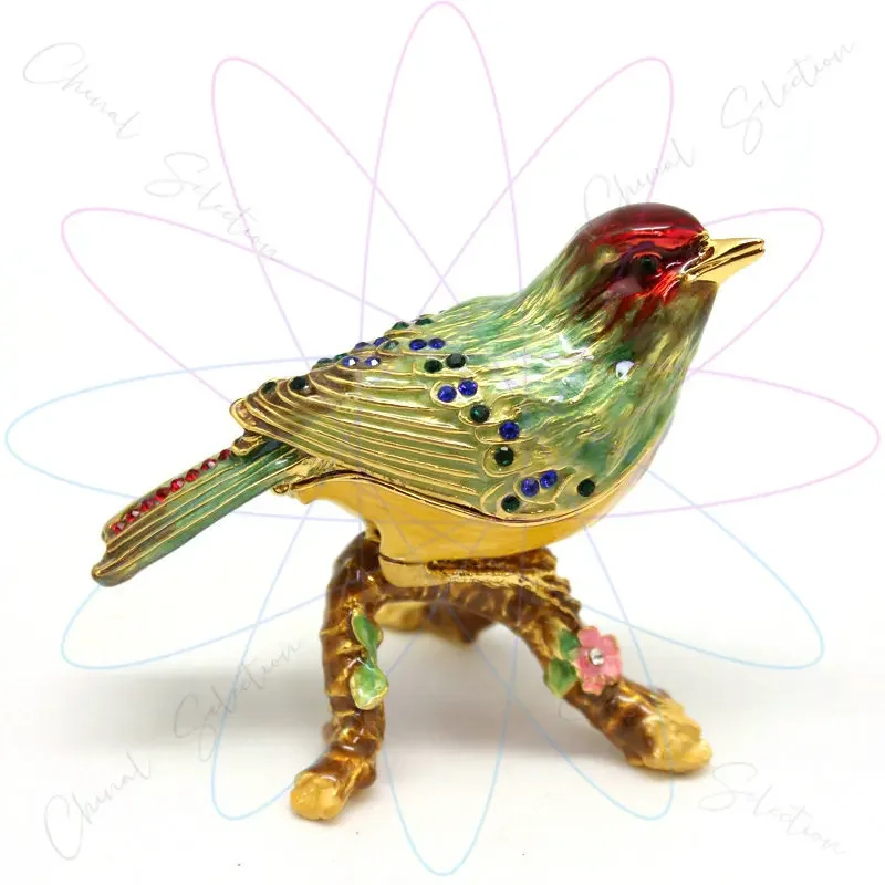 Metal Enamel Jewelry Box Hot-selling Handicrafts in Scenic Spots Creative Home Jewelry Box Magpie Branch Bird Ornament