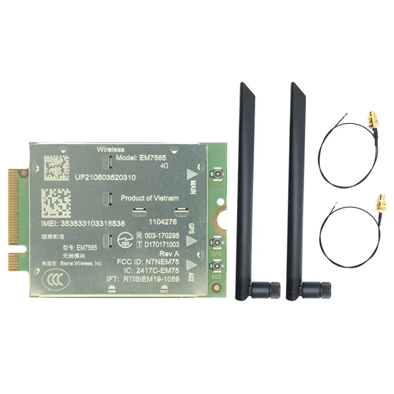 

For Laptop Wireless Module EM7565 4G LTE Module+ 2X 8DB Antenna Kit CAT-12 600Mbps CBRS NGFF Module Cat12 EM7565-ABIU