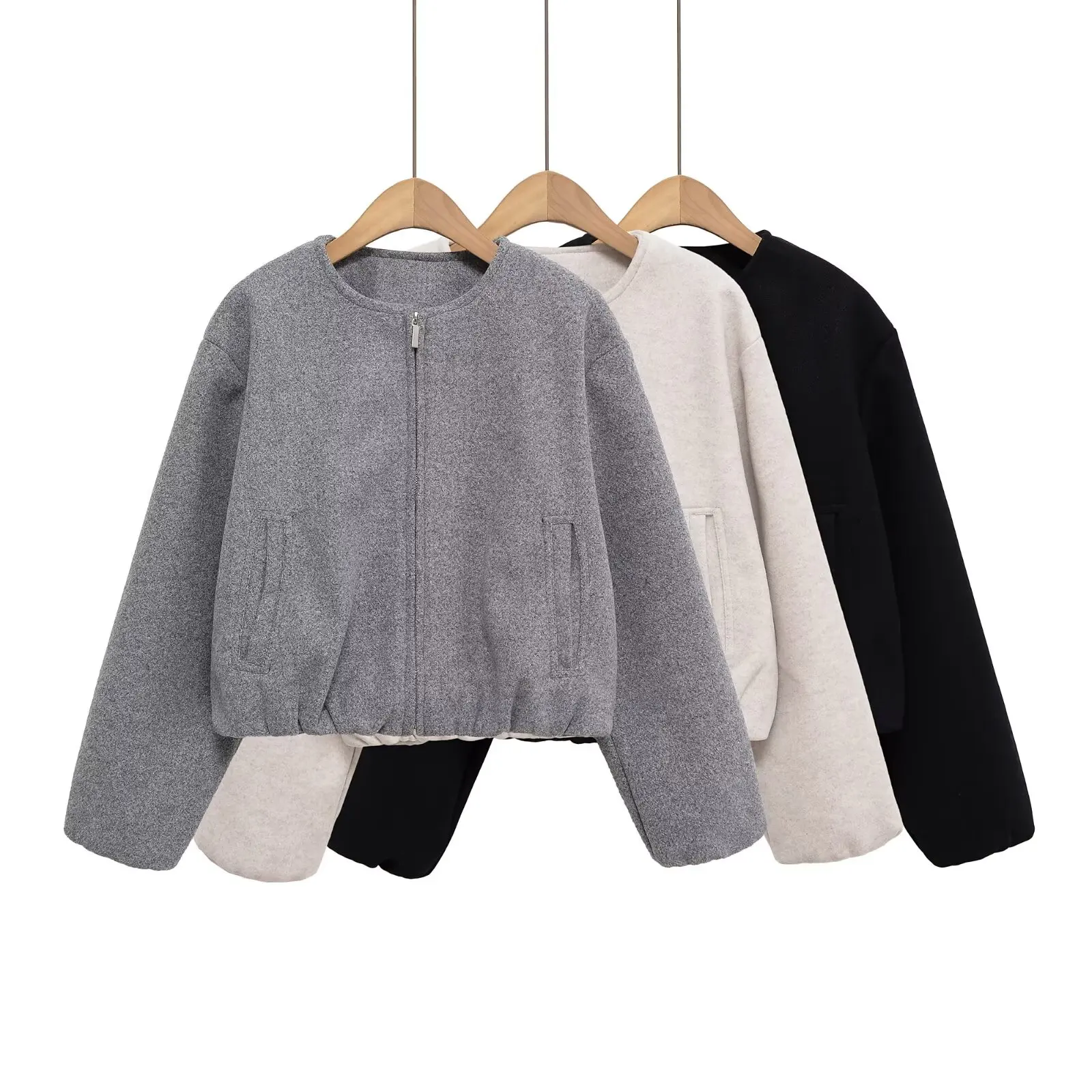 

Новинка 2023 года, женский повседневный плащ большого размера с круглым вырезом и длинными рукавами, дизайн на молнии с акцентами