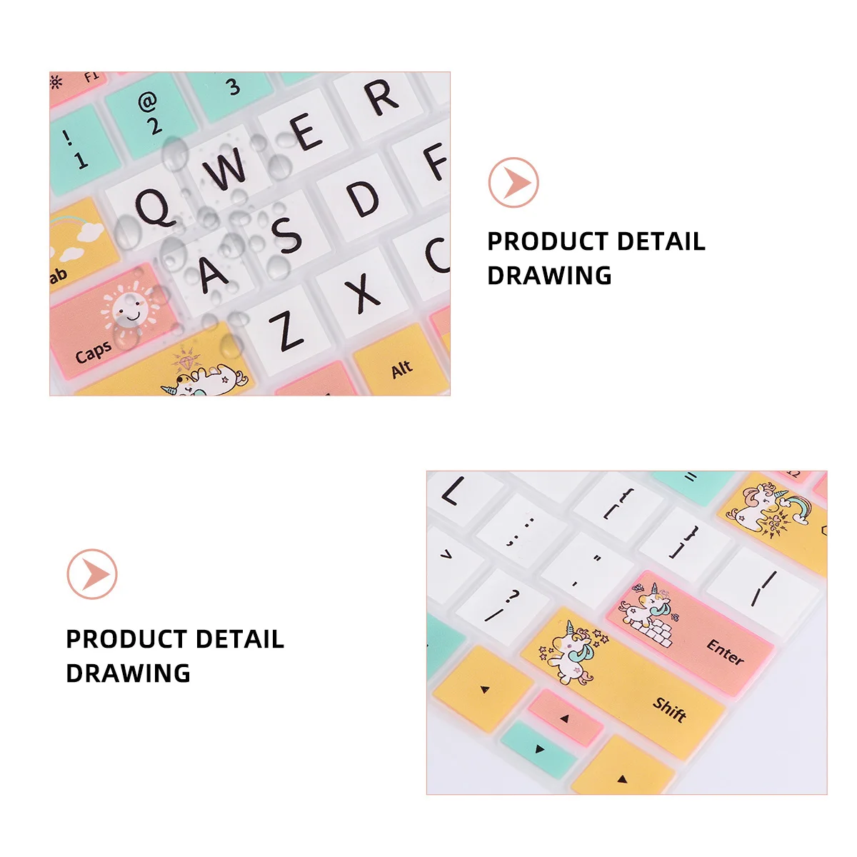 

Keyboard Membrane Colorful Cartoon Unicorn Print Silicone Laptop Cover For Dust Water Protection Compatible Notebook