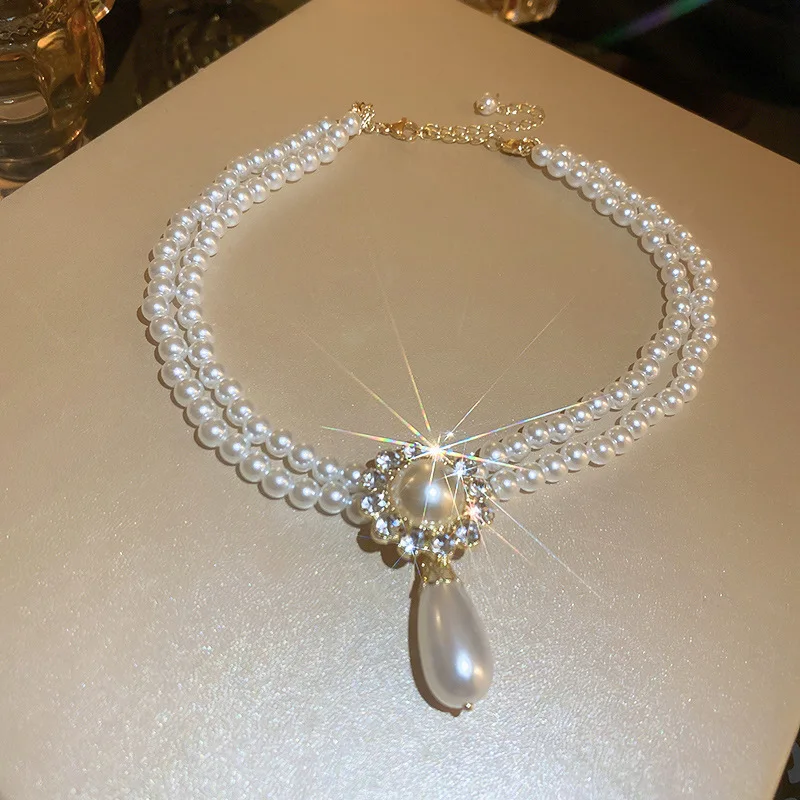 

Minimalist Imitation Pearl Long Tassel Necklace For Women Ladies Elegant White Pearl Choker Clavicle Chain Wedding Party Jewelry
