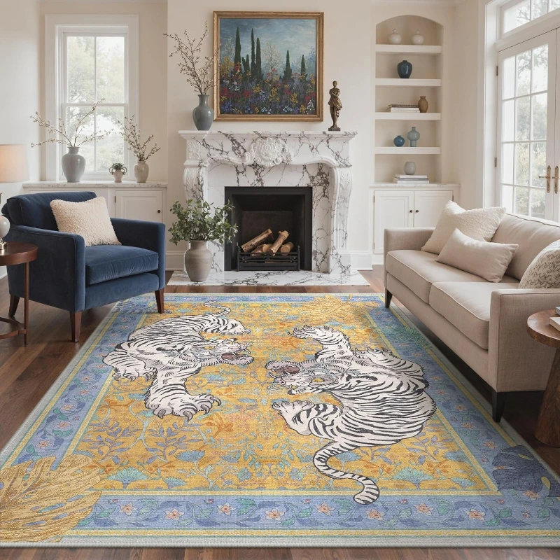 Rug for Living Room Soft Comfortable Floor Mat Yellow Tiger Carpet Large Size Rugs Non-slip Machine Washable Home Decor Carpets