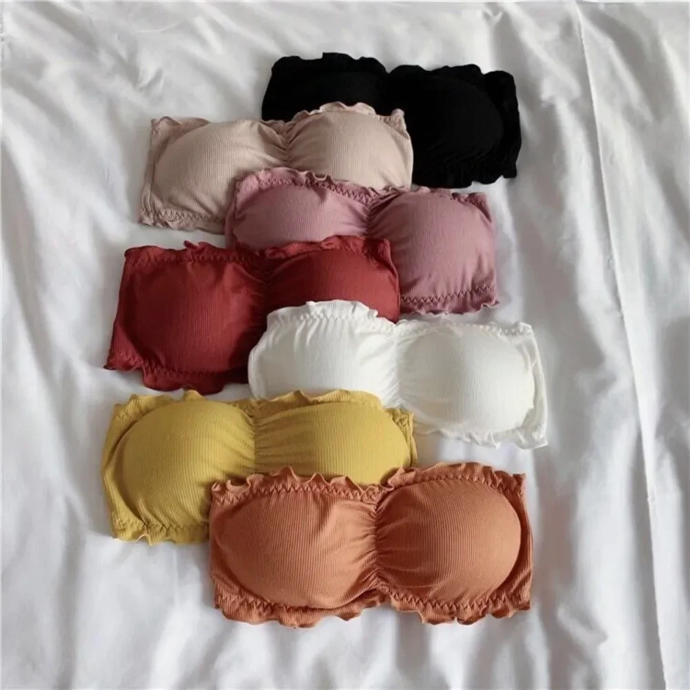 Women Seamless Invisible Bra Tube Top Underwear for Lady Crop Top Sexy Lingerie Wrapped Chest Breathable Strapless Mesh Tube Top