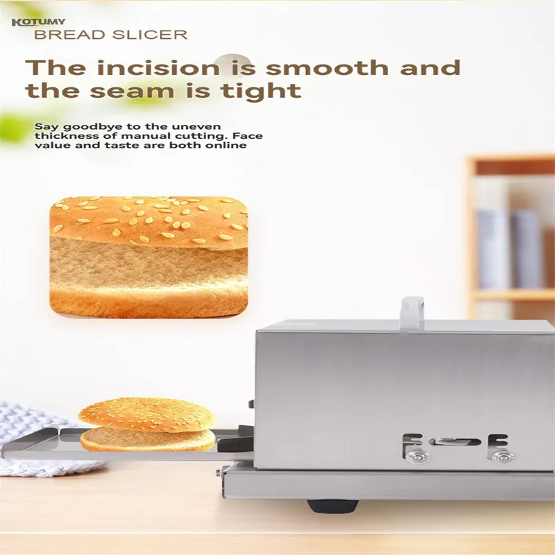 

Коммерческая ручная хлеборезка из нержавеющей стали, новая машина для нарезки багелов и булочек для гамбургеров, кухонный инструмент