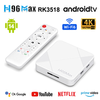 NEWAndroid 14.0 H96 MAX RK3518 WHITE  Set Top Box 4K 3518 Quad Core Wifi6 BT 5.4 100M/LAN 3D Google Voice Assistant Smart TV Box