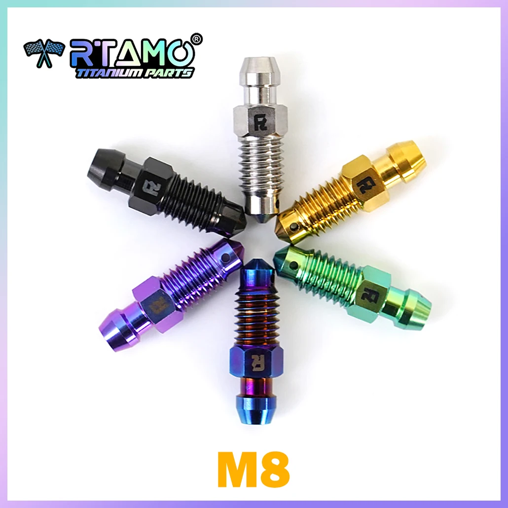 RTAMO Titanium Alloy Banjo Bleeder Bolts M8X1.0P/1.25P Motorcycle Brake Caliper Oil Drain Deflation Screws (1pc)