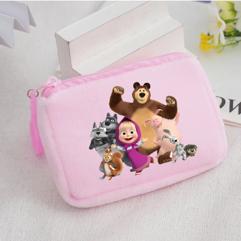 

Mashas and The Bears Square Coin Purse Cartoon Character Printed Wallet Boys Girls Portable Mini Storage Bags Kawaii Money Pouch