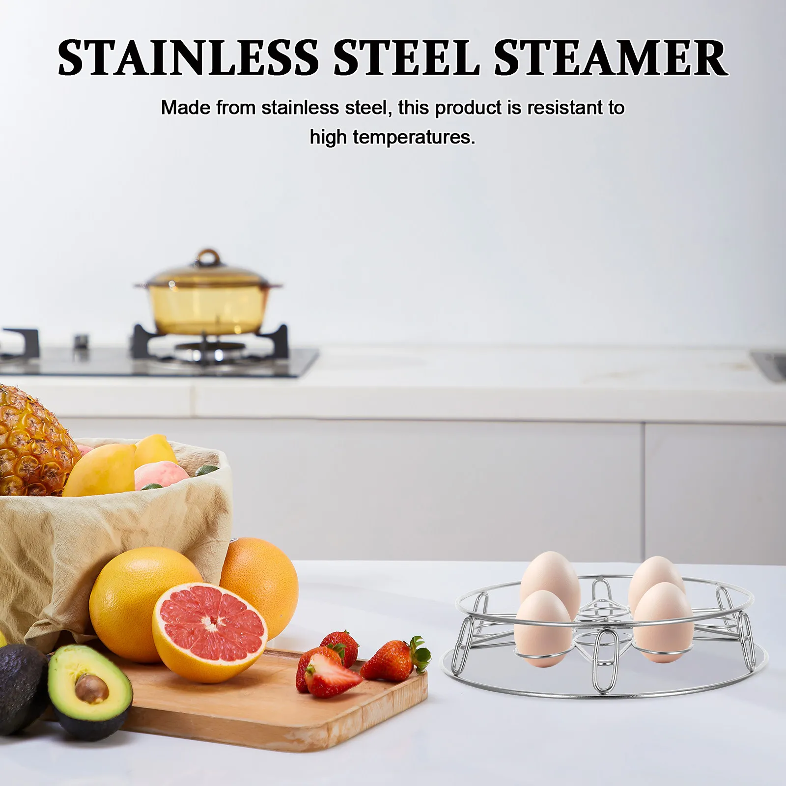 

Egg Steamer Tray Round Footed 13 Holes Stainless Steel Stackable Egg Steaming Rack Kitchen Food Steaming Basket