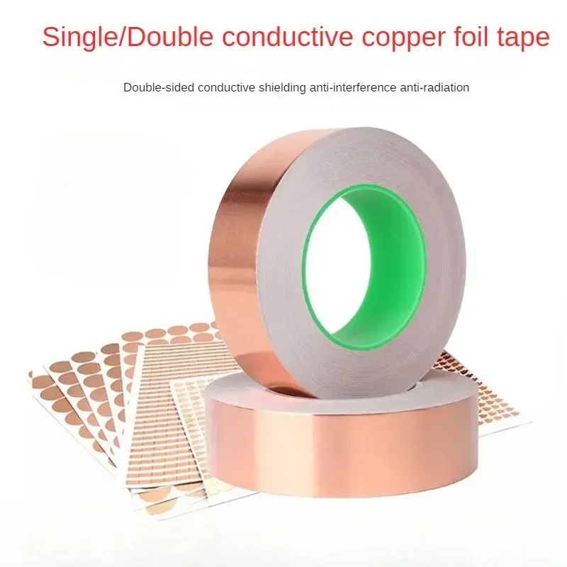 Adhesive Conductive Copper Foil Tape 5/6/10/15/20/25/30/35/40/50mm Single/Double Sided Conduct Copper Foil Tapes Length 20M