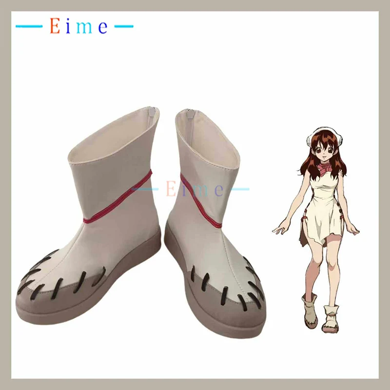 

Обувь для косплея по аниме Dr.STONE Ogawa Yuzuriha, карнавальные ботинки на Хэллоуин, обувь из искусственной кожи, белые ботинки, изготовленные на заказ