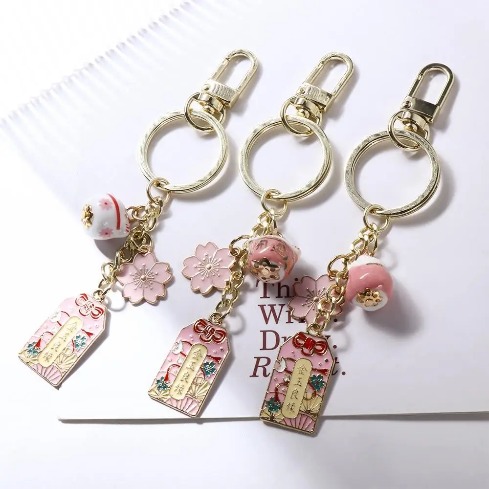 Gift Backpack Keyring Keychain Pendant Car Key Chains Phone Charm Lucky Cat Keychain Mobile Phone Strap Sakura Amulet Keyring