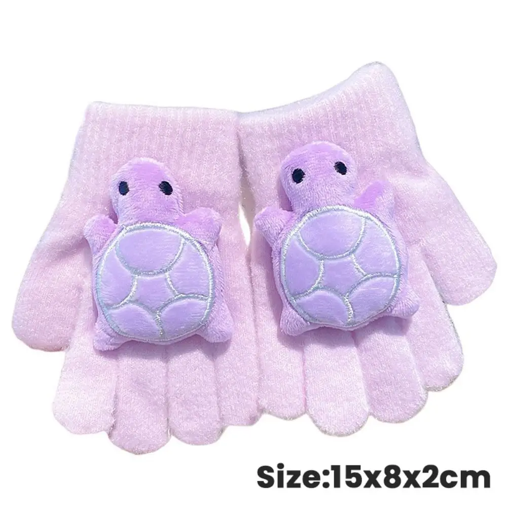 Hoge Kwaliteit Pluche Kinderhandschoenen Met Schildpad Decor 2-10 Jaar Oude Wanten Koudebestendige Flip Handschoenen gift