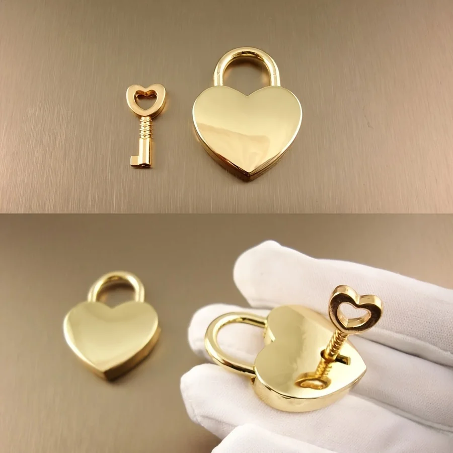 2pcs Heart-Shaped Metal Padlock with Key - Polished Finish Love Lock for Luggage & Bag Accessory, Zinc Alloy Tool Lock
