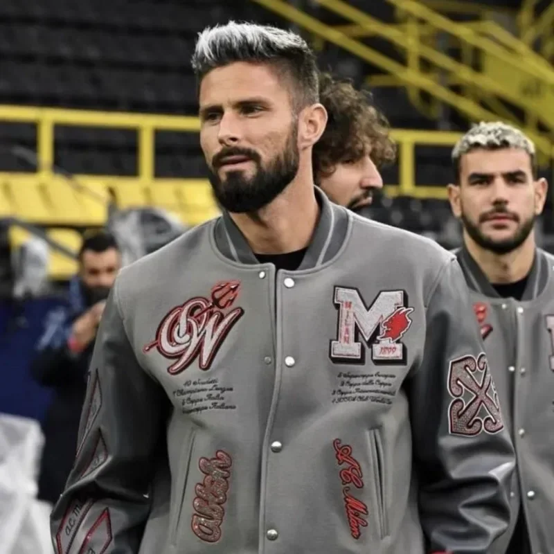 Uniformes de béisbol de ladrillo caliente con letras bordadas pesadas para hombres y mujeres, tops ins de tendencia de moda retro americana de otoño e invierno