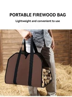 1pc Firewood Log Carrier Tote Bag, Canvas Firewood Holder, Extra Large Durable For Fireplaces, Wood Stoves, Firewood, Logs, Camp 4